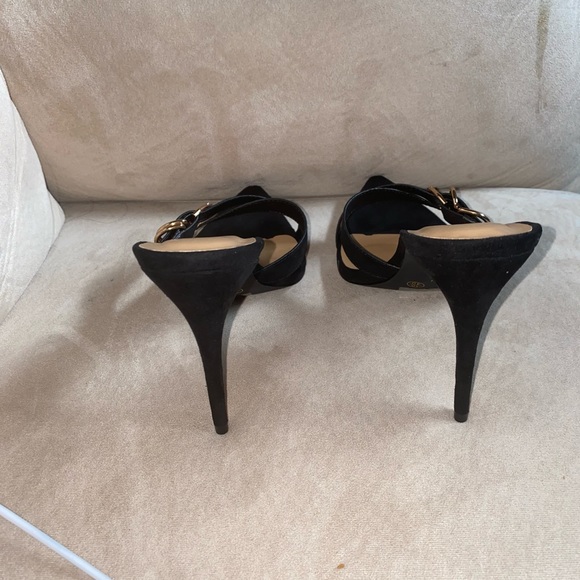Women's black open toe stiletto sandals size 9 - Picture 3 of 4